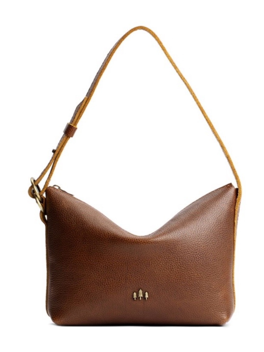 Portland Leather Small Slouchy Shoulder Bag Asheville Pebbled Brown Leather EUC